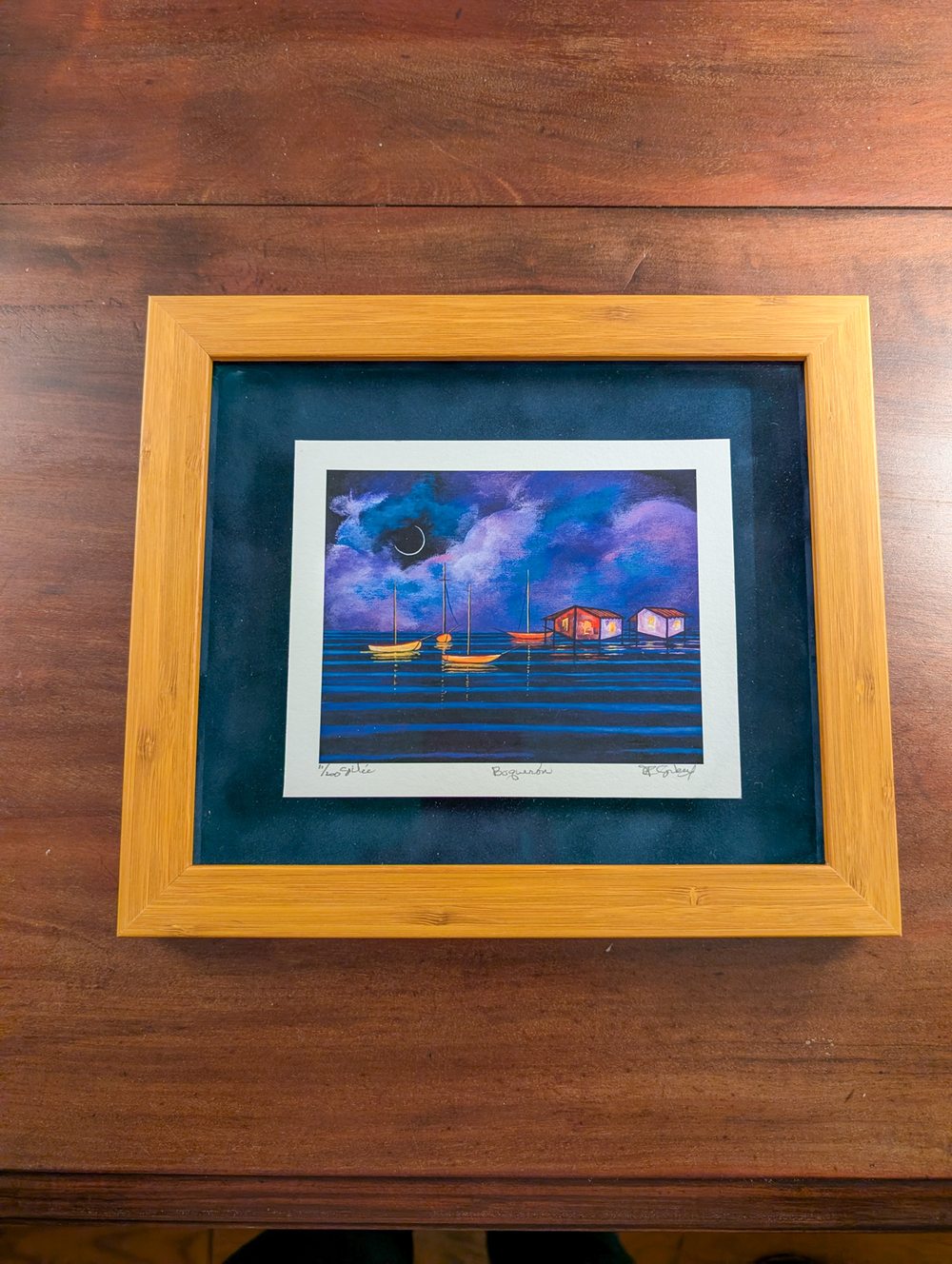 Colorful framed print in a float frame