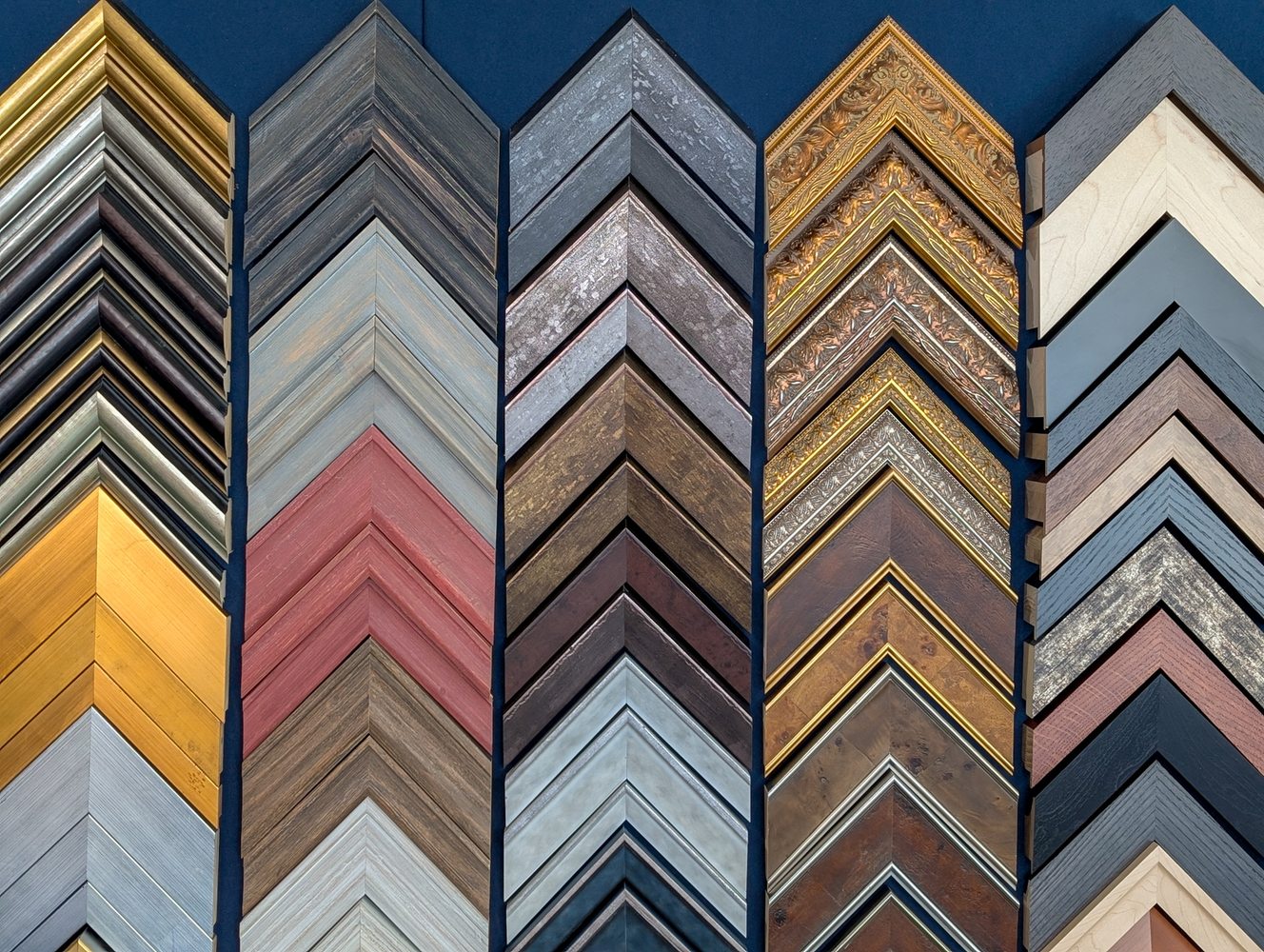 Frame moulding sample wall at Sail Away